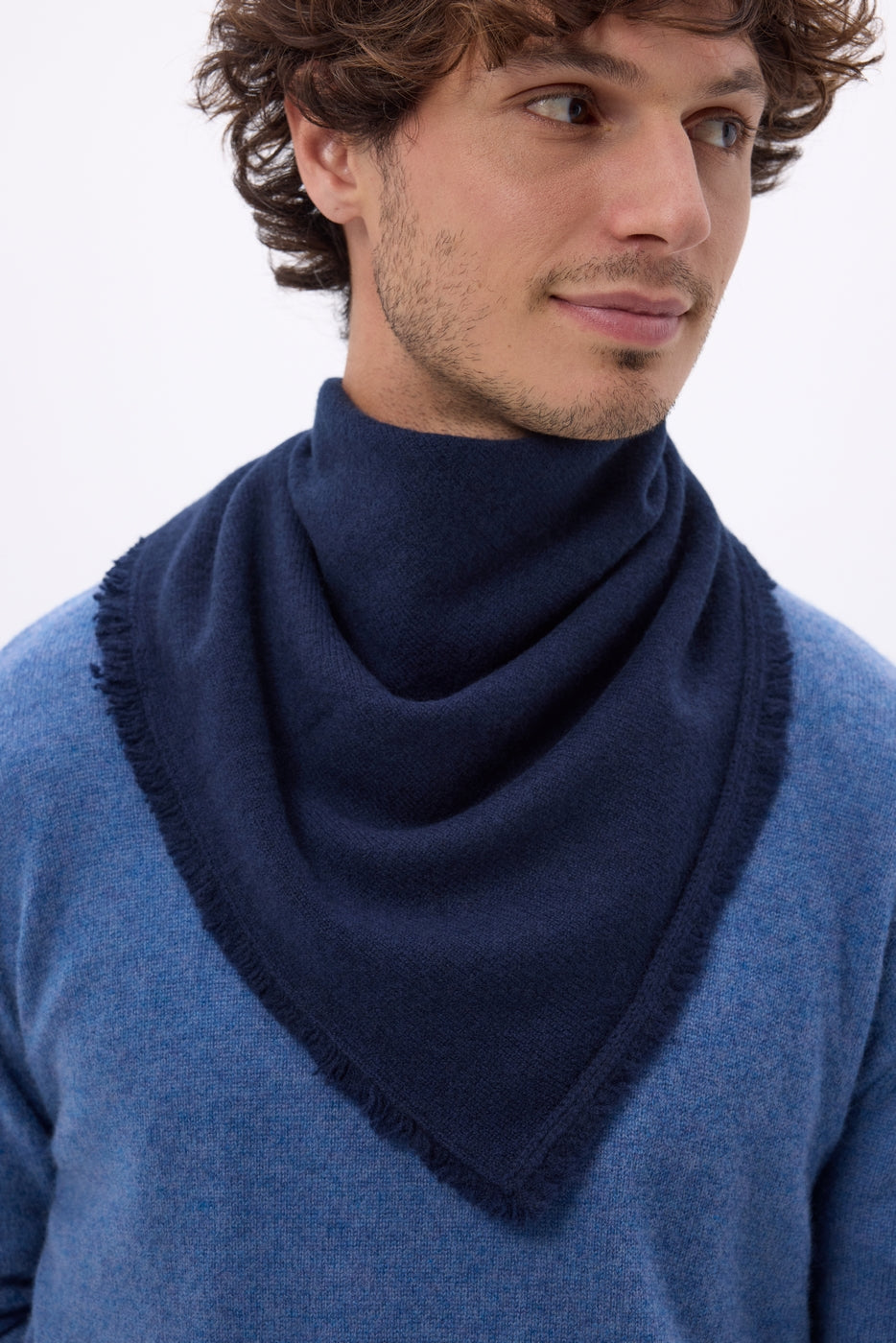 Bufanda bandana triangular lisa Cozy - Azul marino - Hombre