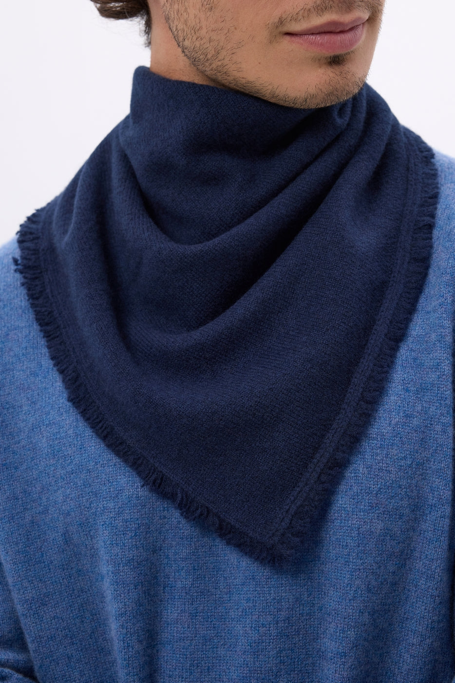 Bufanda bandana triangular lisa Cozy - Azul marino - Hombre