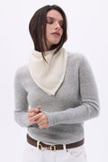 Sciarpa Bandana Triangolare Tinta Unita Cozy - Bianca - Donna - 100% Cashmere