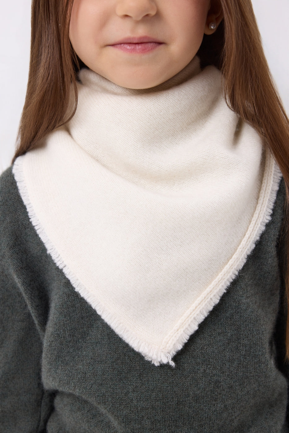 Bufanda bandana triangular lisa Cozy - Blanco - Niño