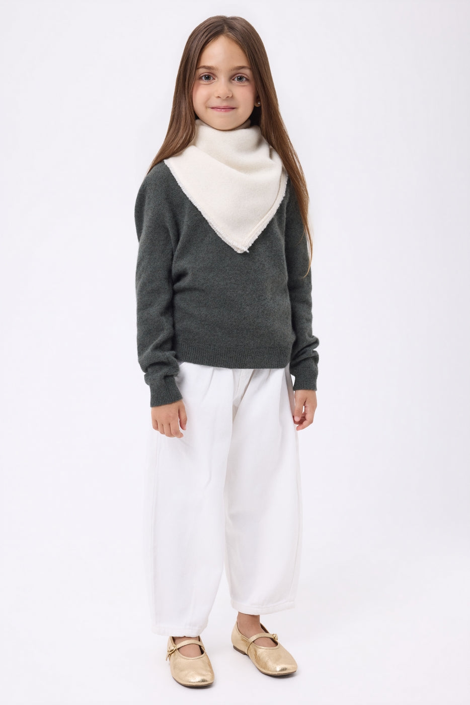 Bufanda bandana triangular lisa Cozy - Blanco - Niño