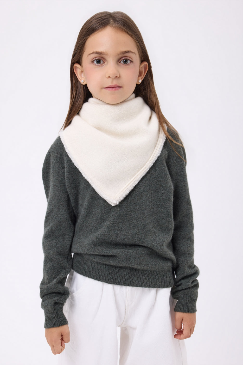 Bufanda bandana triangular lisa Cozy - Blanco - Niño