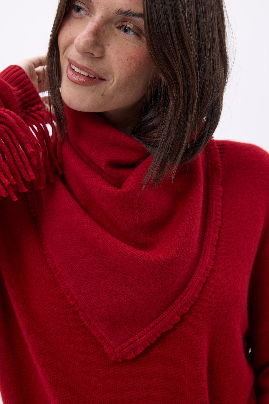 Bufanda bandana triangular lisa Cozy - Roja - Mujer