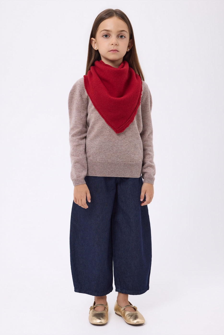 Bufanda bandana triangular lisa Cozy - Rojo - Niño