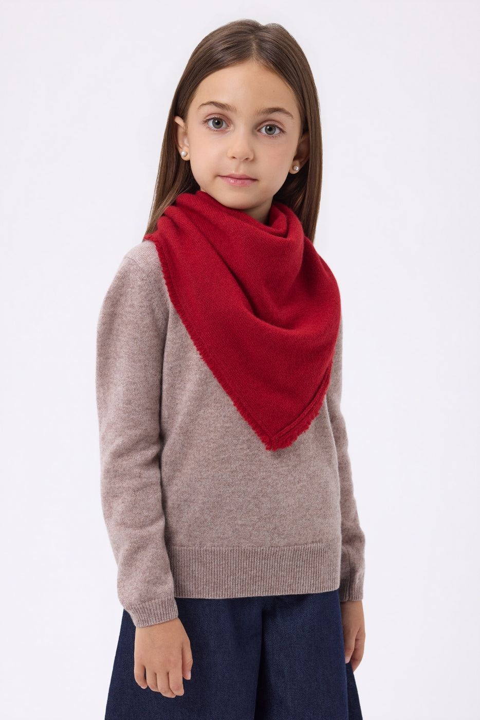 Bufanda bandana triangular lisa Cozy - Rojo - Niño