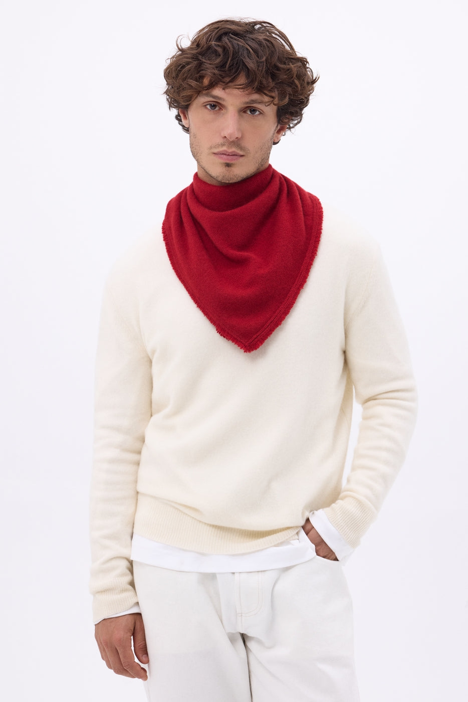 Bufanda bandana triangular lisa Cozy - Rojo - Hombre