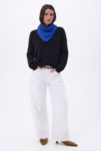 Bufanda bandana triangular lisa Cozy - Azul rey - Mujer