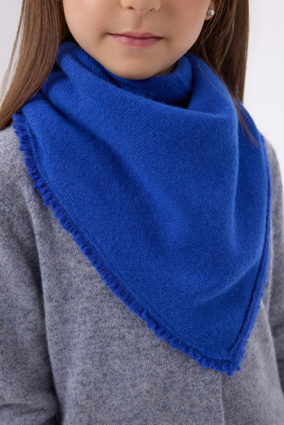 Bufanda bandana triangular lisa Cozy - Azul rey - Niño