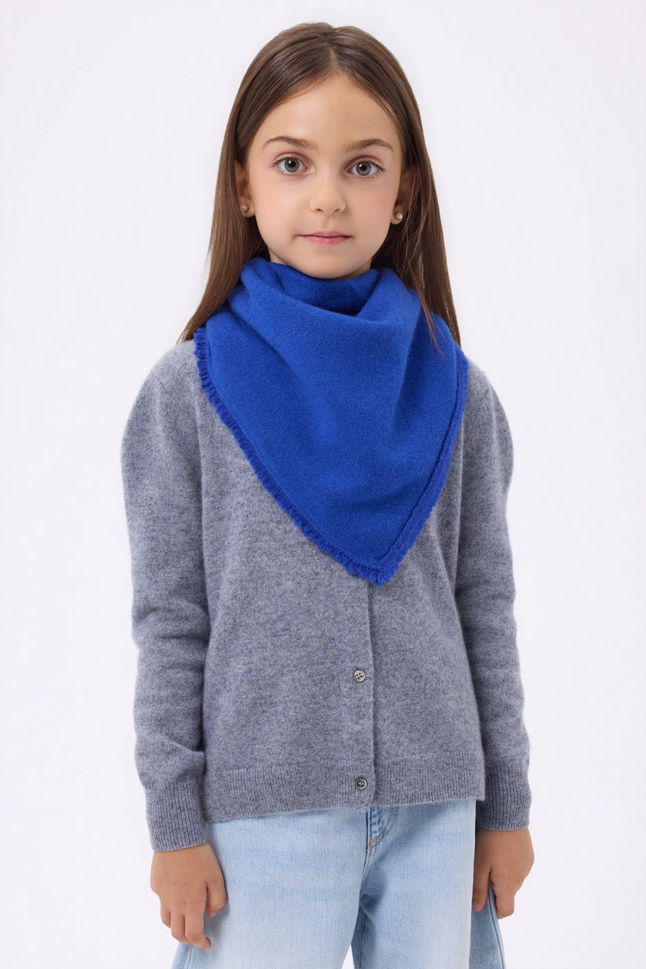 Bufanda bandana triangular lisa Cozy - Azul rey - Niño