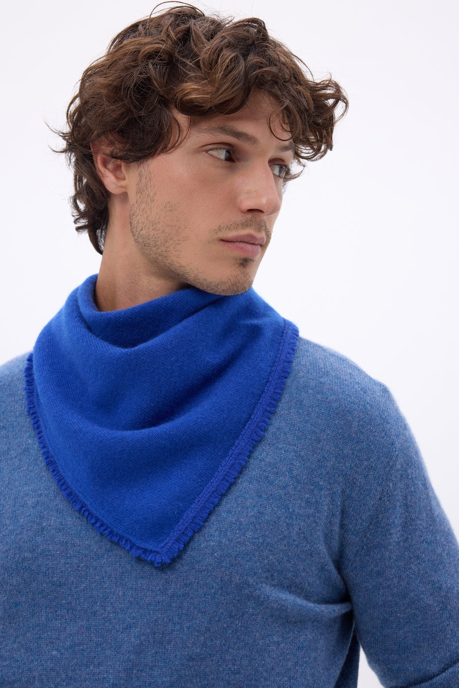Bufanda bandana triangular lisa Cozy - Azul rey - Hombre