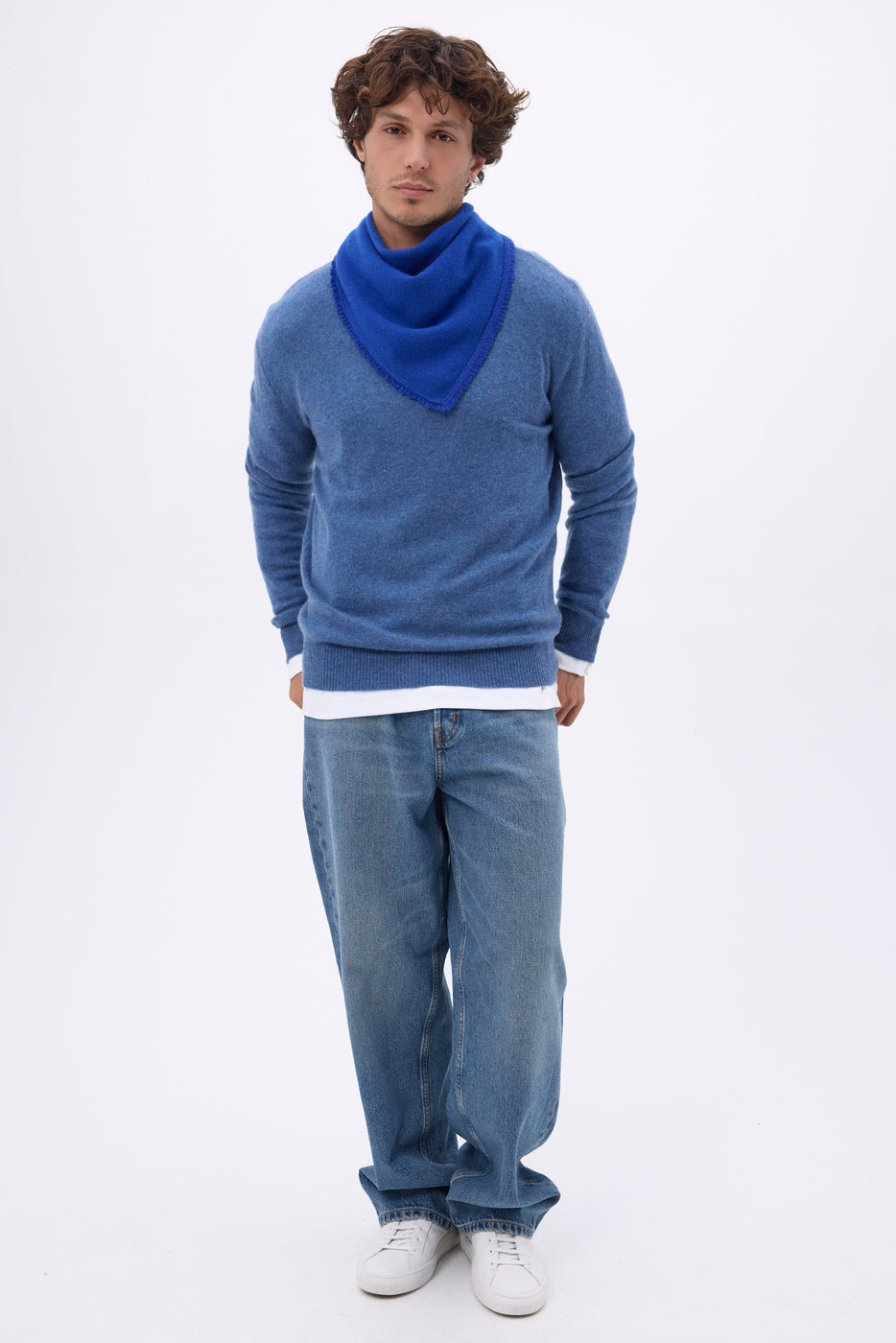 Bufanda bandana triangular lisa Cozy - Azul rey - Hombre