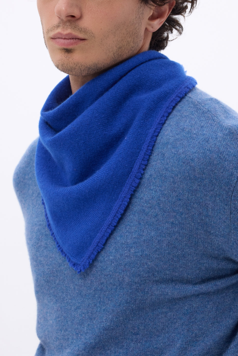 Bufanda bandana triangular lisa Cozy - Azul rey - Hombre