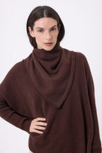 Bufanda bandana triangular lisa Cozy - Marrón chocolate - Mujer