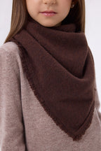 Sciarpa Bandana Triangolo Tinta Unita Cozy - Marrone Cioccolato - Bambino - 100% Cashmere
