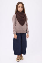 Sciarpa Bandana Triangolo Tinta Unita Cozy - Marrone Cioccolato - Bambino - 100% Cashmere