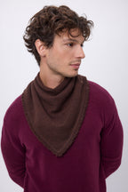 Sciarpa Bandana Triangolare Tinta Unita Cozy - Marrone Cioccolato - Uomo - 100% Cashmere