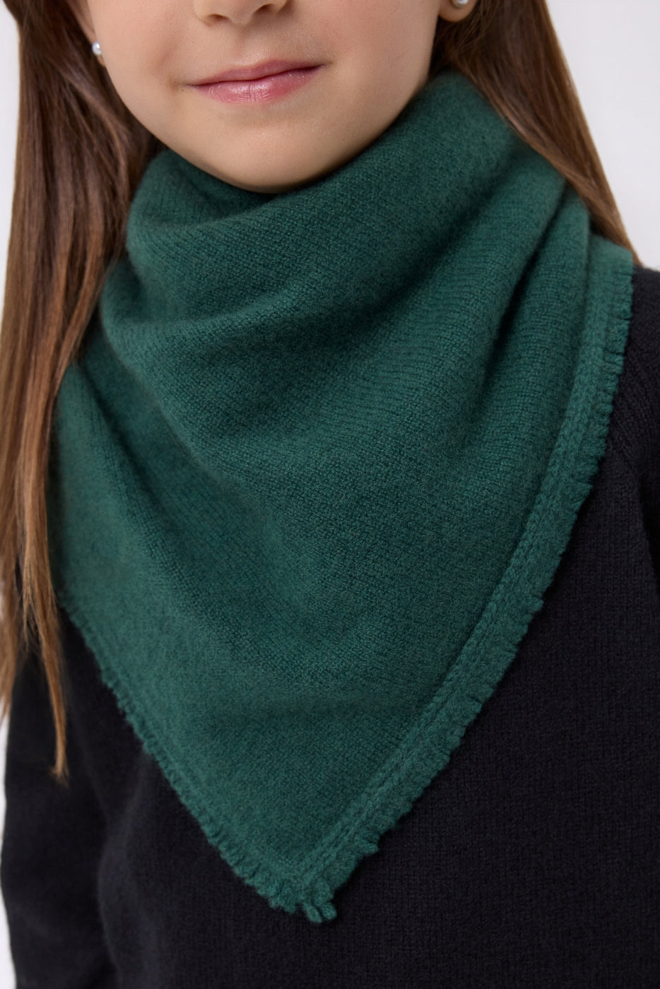 Echarpe Bandana Triange Uni Cozy - Vert Bouteille - Enfant