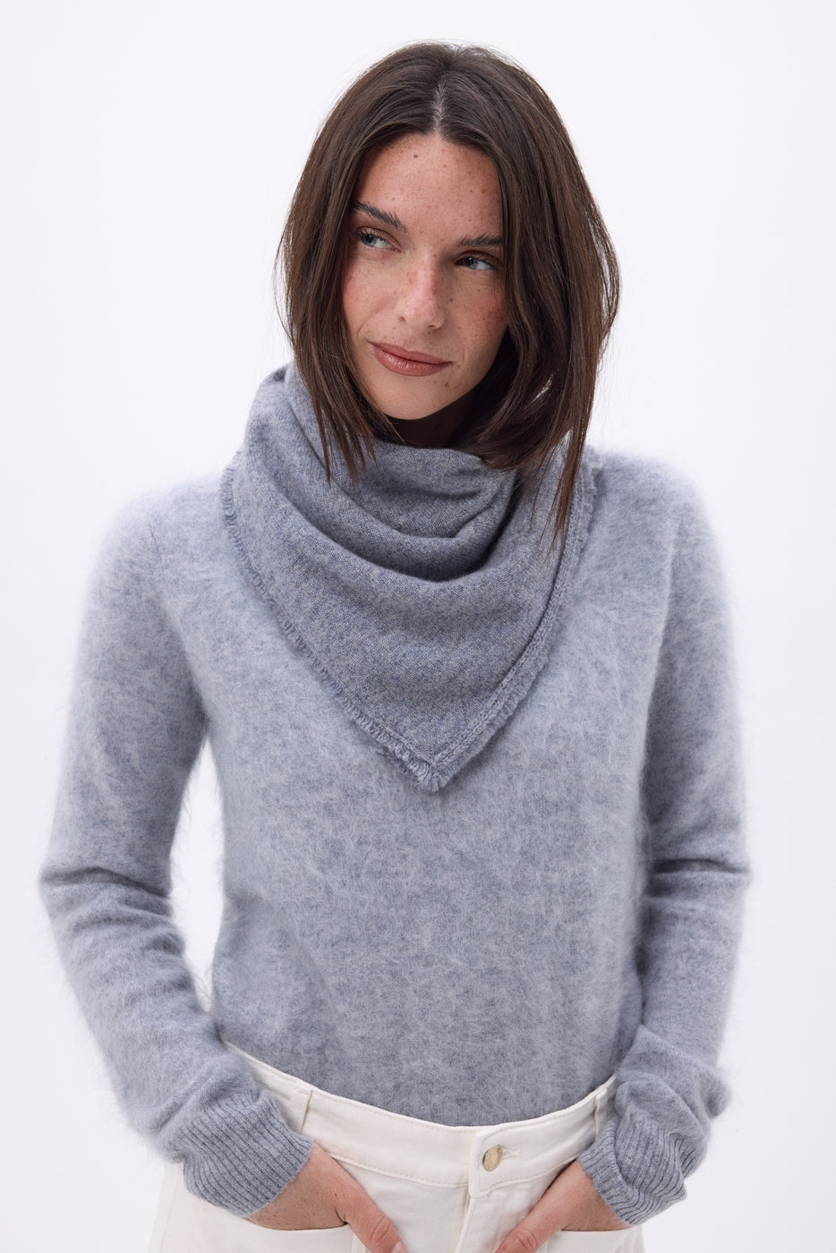 Echarpe Bandana Triange Uni Cozy - Gris Fonce - Femme