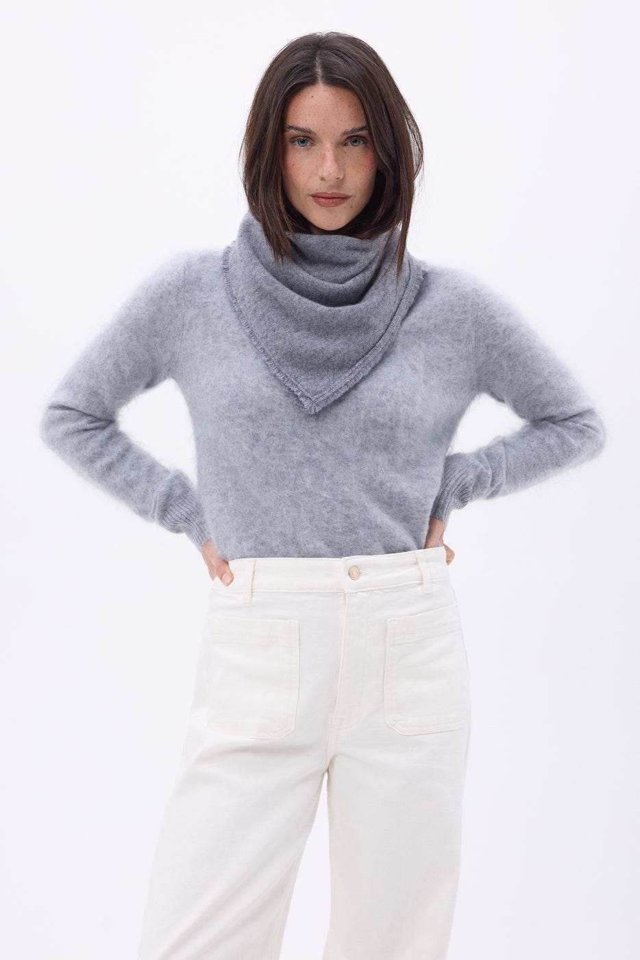 Echarpe Bandana Triange Uni Cozy - Gris Fonce - Femme