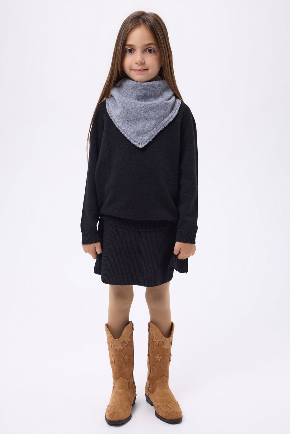 Bufanda bandana triangular lisa Cozy - Gris oscuro - Niño