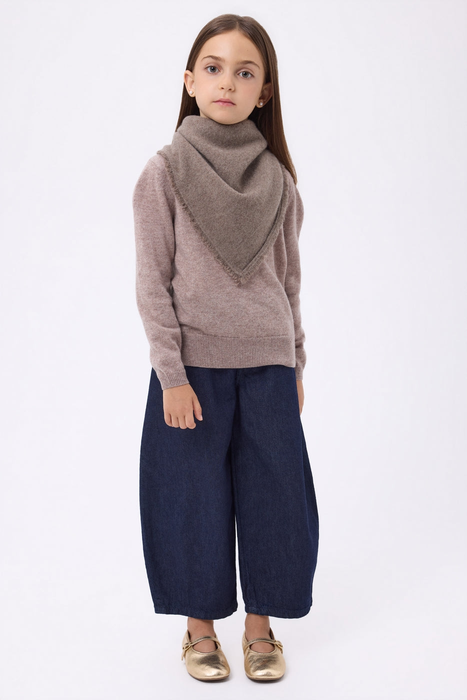 Echarpe Bandana Triange Uni Cozy - Noisette - Enfant