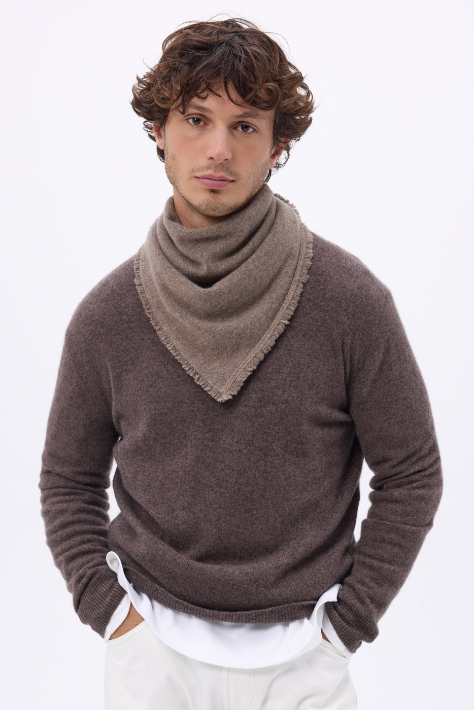 Bufanda bandana triangular lisa Cozy - Avellana - Hombre