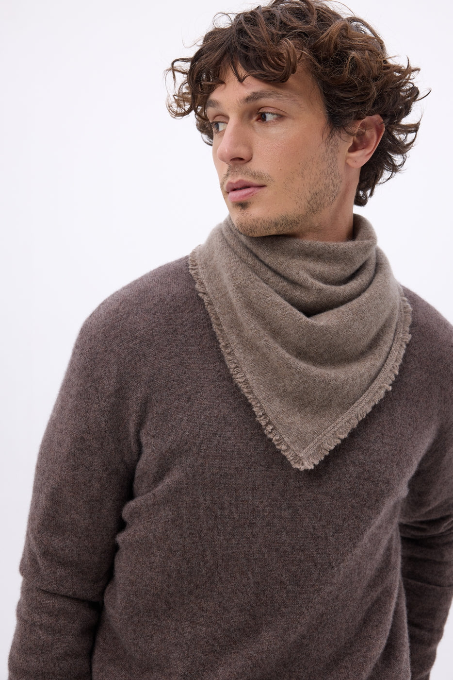 Bufanda bandana triangular lisa Cozy - Avellana - Hombre