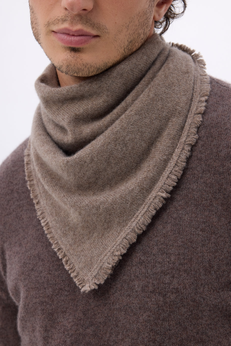 Bufanda bandana triangular lisa Cozy - Avellana - Hombre