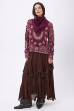 Bufanda bandana triangular lisa Cozy - Burdeos - Mujer