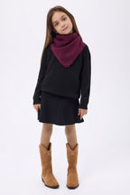 Cozy Plain Triangle Bandana Scarf - Wine - Kids