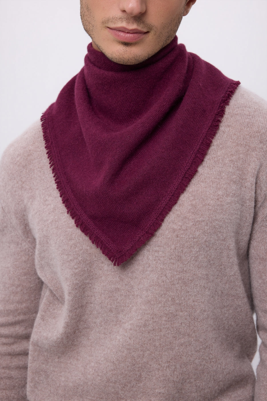 Bufanda Bandana Triángulo Liso Cozy - Rojo vino - Hombre