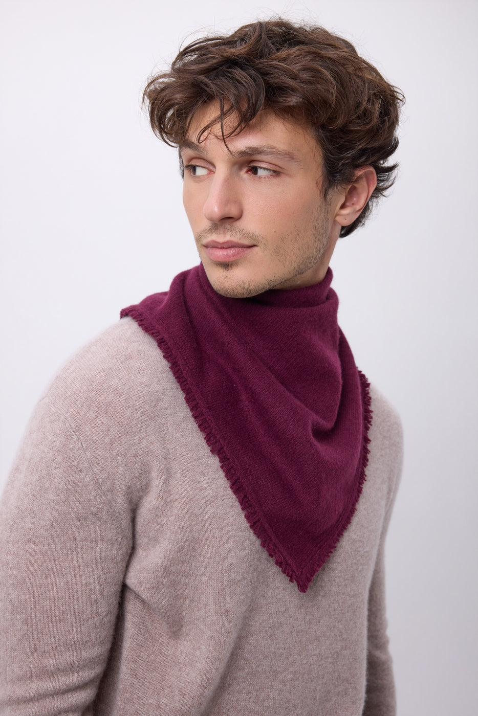 Bufanda Bandana Triángulo Liso Cozy - Rojo vino - Hombre