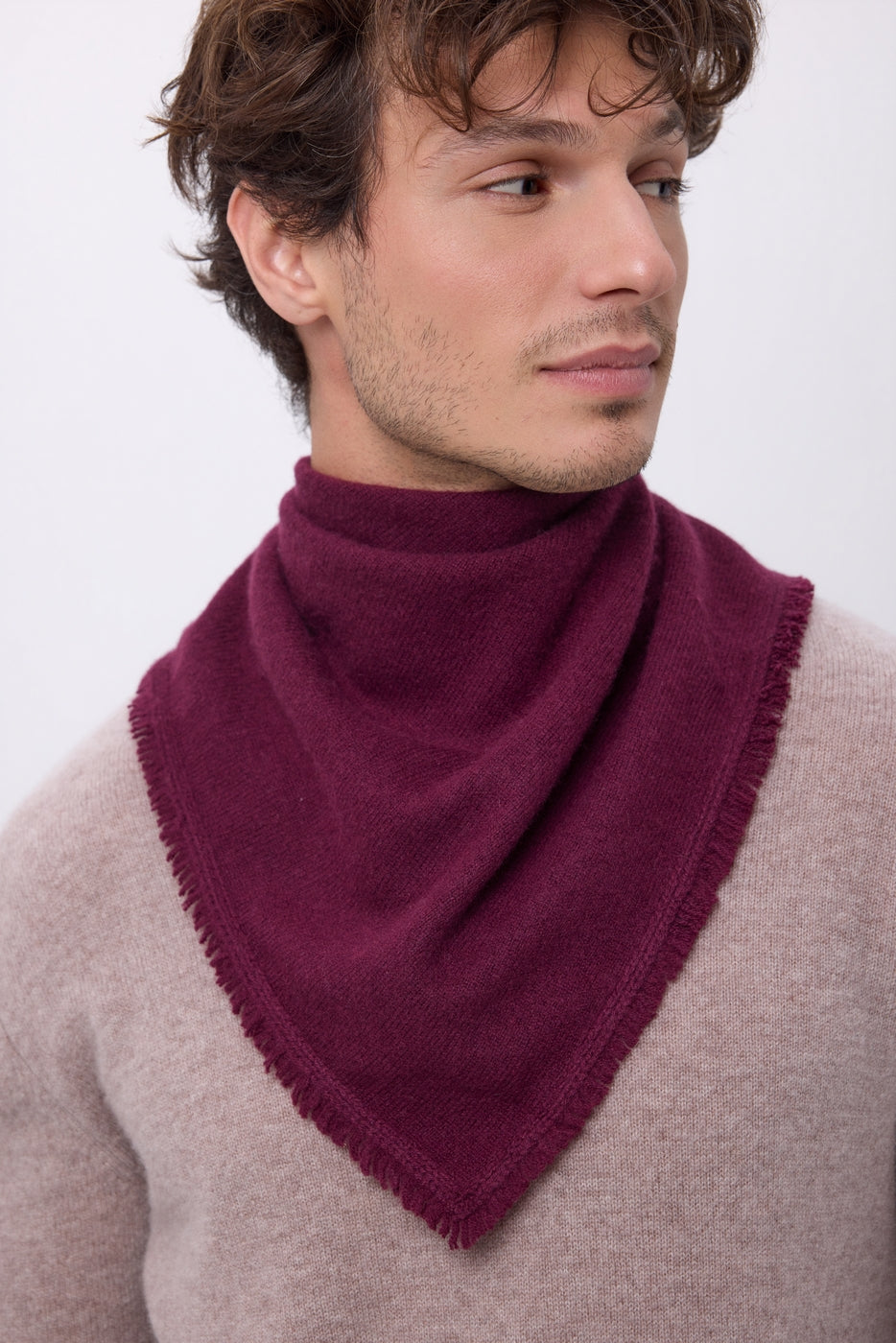 Bufanda Bandana Triángulo Liso Cozy - Rojo vino - Hombre