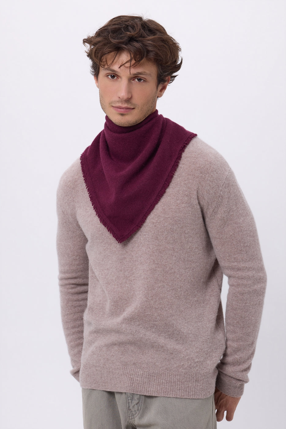 Bufanda Bandana Triángulo Liso Cozy - Rojo vino - Hombre