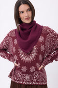 Bufanda bandana triangular lisa Cozy - Burdeos - Mujer