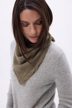 Uni-Dreiecks-Bandana-Schal Cozy - Khaki Meliert - Damen - 100 % Kaschmir