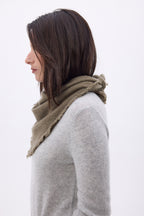 Uni-Dreiecks-Bandana-Schal Cozy - Khaki Meliert - Damen - 100 % Kaschmir