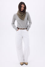 Uni-Dreiecks-Bandana-Schal Cozy - Khaki Meliert - Damen - 100 % Kaschmir