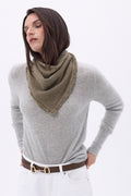 Uni-Dreiecks-Bandana-Schal Cozy - Khaki Meliert - Damen - 100 % Kaschmir