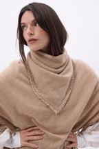 Uni-Dreiecks-Bandana-Schal Cozy - Cremebeige - Damen - 100 % Kaschmir