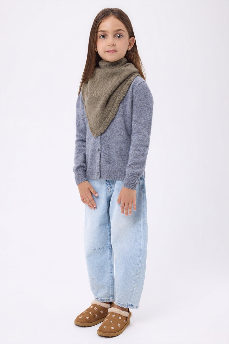 Echarpe Bandana Triange Uni Cozy - Khaki Chine - Enfant