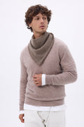 Einfarbiger Dreiecks-Bandana-Schal Cozy – Khaki Meliert – Herren – 100 % Kaschmir