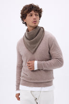 Einfarbiger Dreiecks-Bandana-Schal Cozy – Khaki Meliert – Herren – 100 % Kaschmir