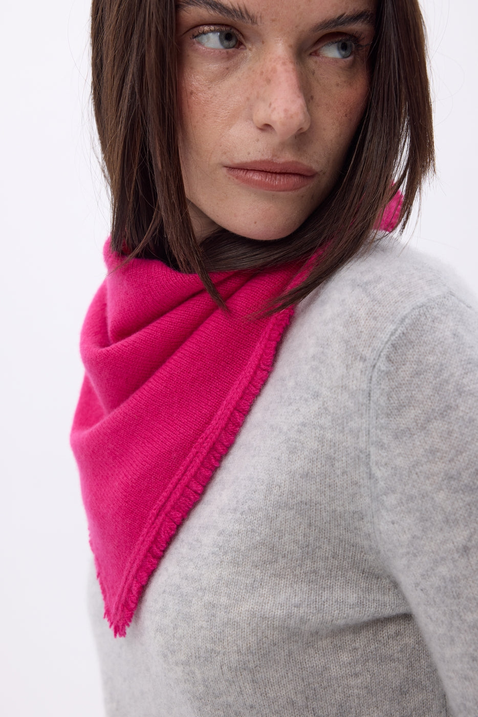 Bufanda bandana triangular lisa Cozy - Rosa fucsia - Mujer