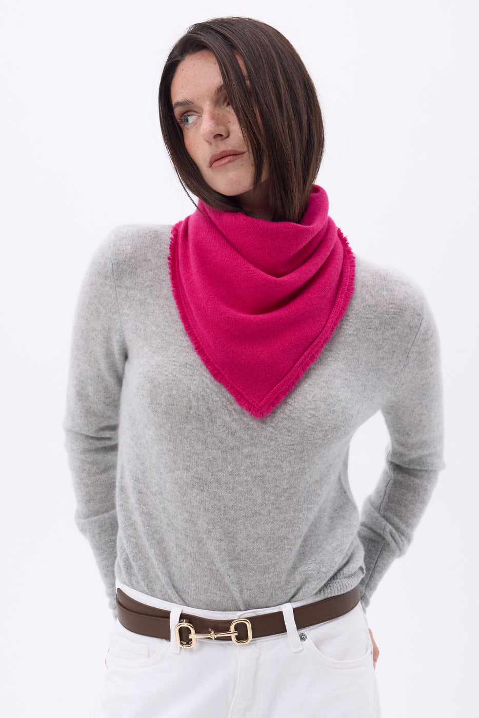 Bufanda bandana triangular lisa Cozy - Rosa fucsia - Mujer
