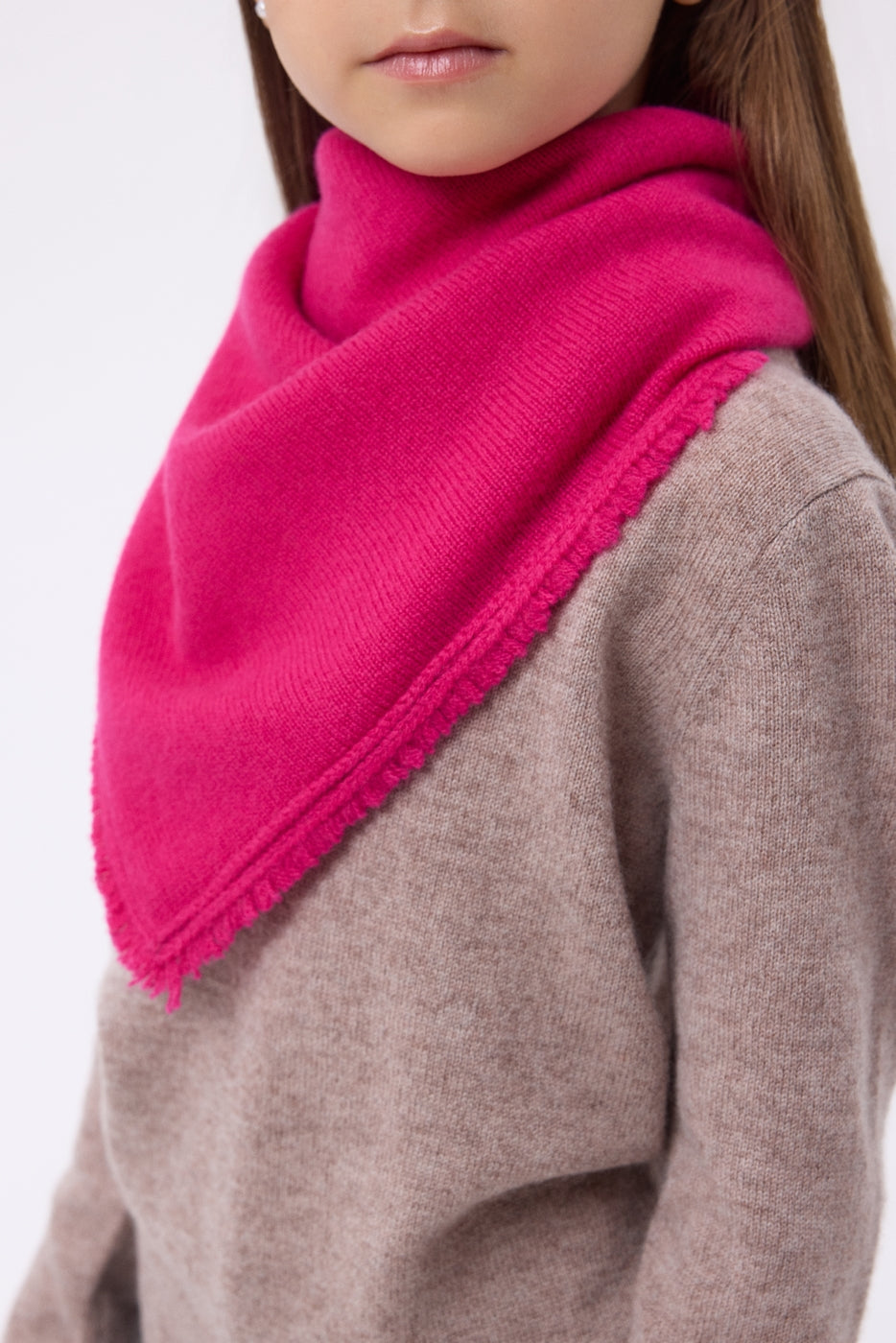 Bufanda bandana triangular lisa Cozy - Rosa fucsia - Niño