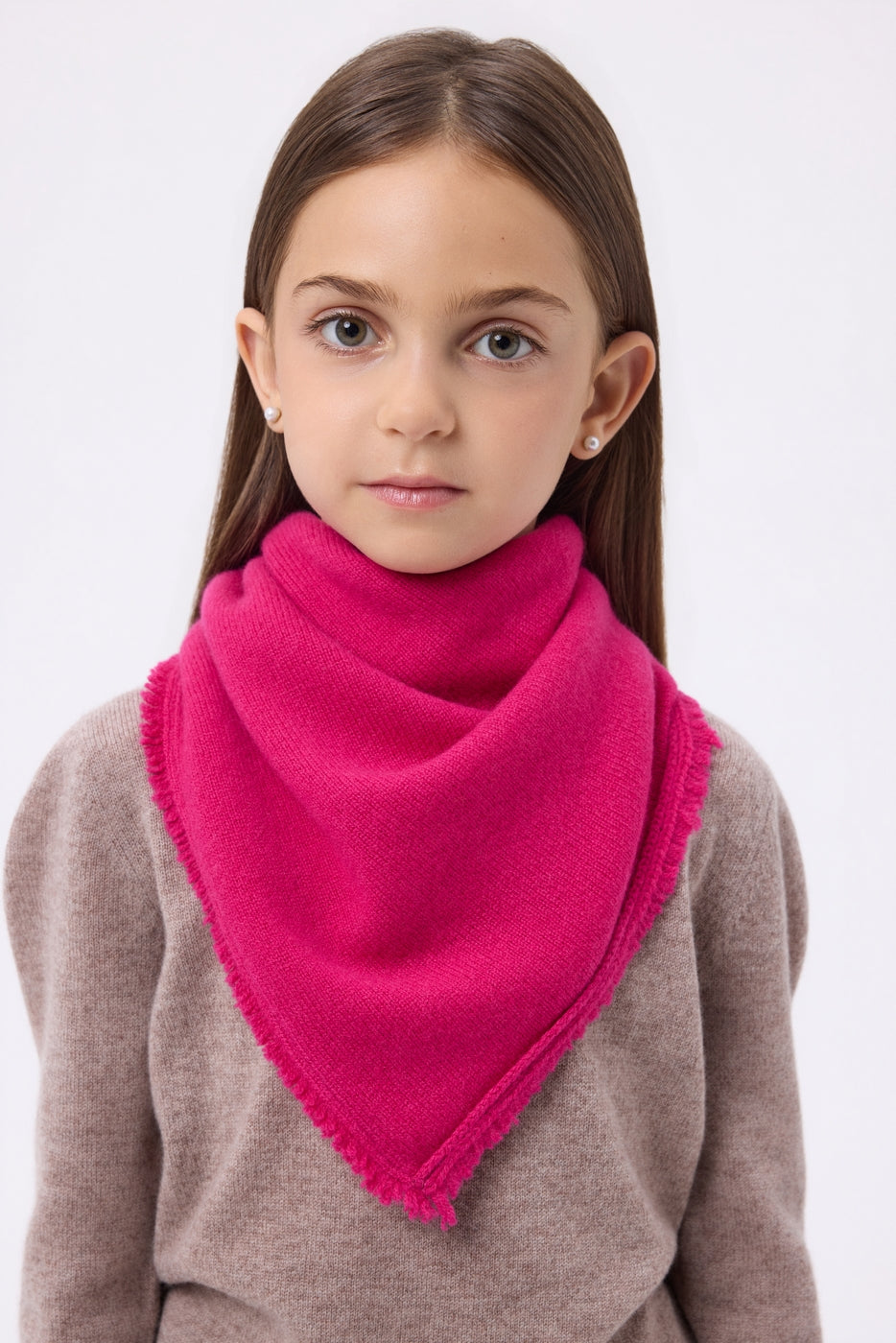 Bufanda bandana triangular lisa Cozy - Rosa fucsia - Niño