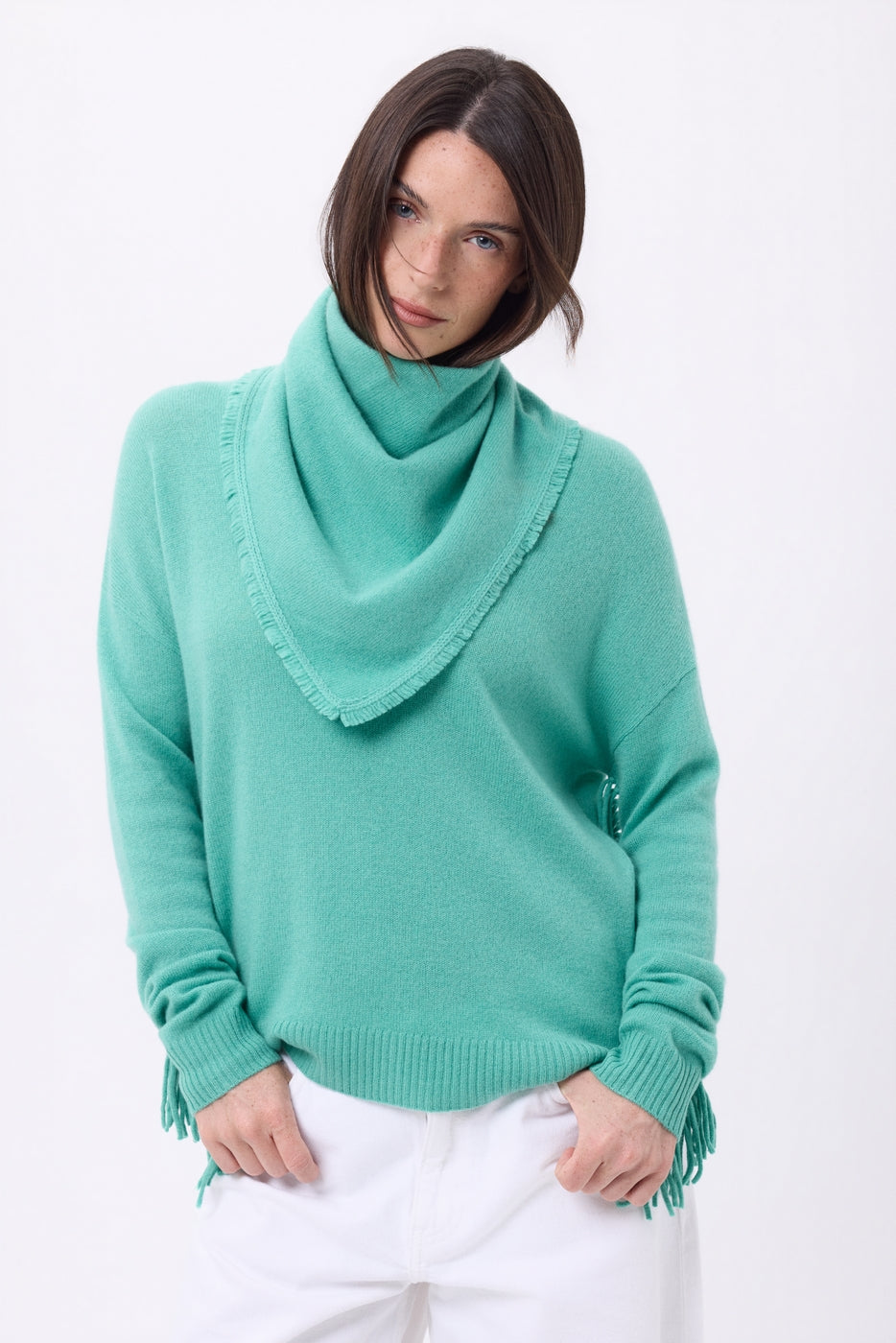 Bufanda bandana triangular lisa Cozy - Verde pastel - Mujer