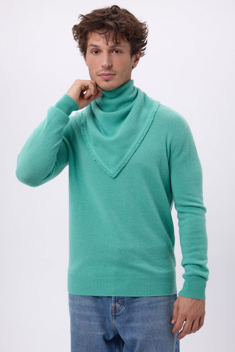 Bufanda bandana triangular lisa Cozy - Verde pastel - Hombre