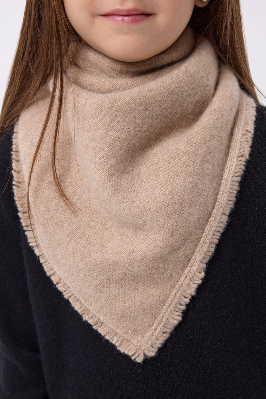 Bufanda bandana triangular lisa Cozy - Beige crema - Niño